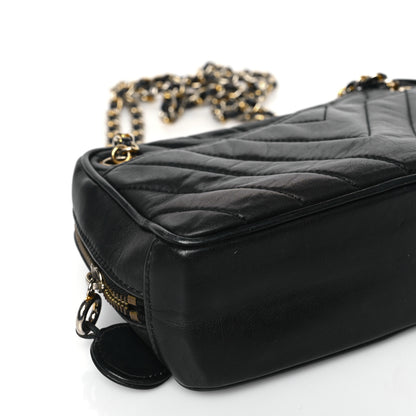 Chanel Lambskin Chevron Quilted Small Camera Case Black 8 of 10