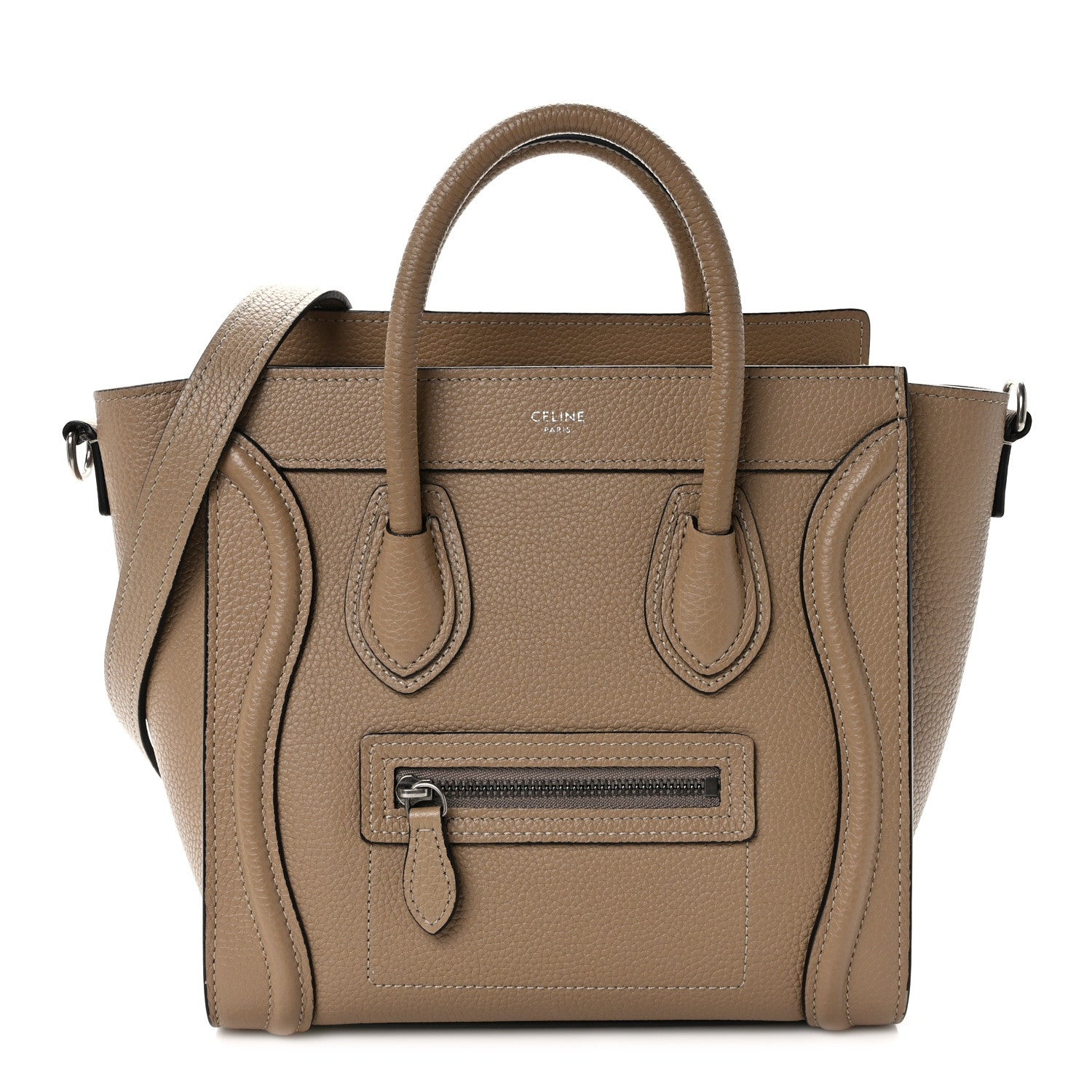Celine Drummed Calfskin Nano Luggage Dune 1 of 13