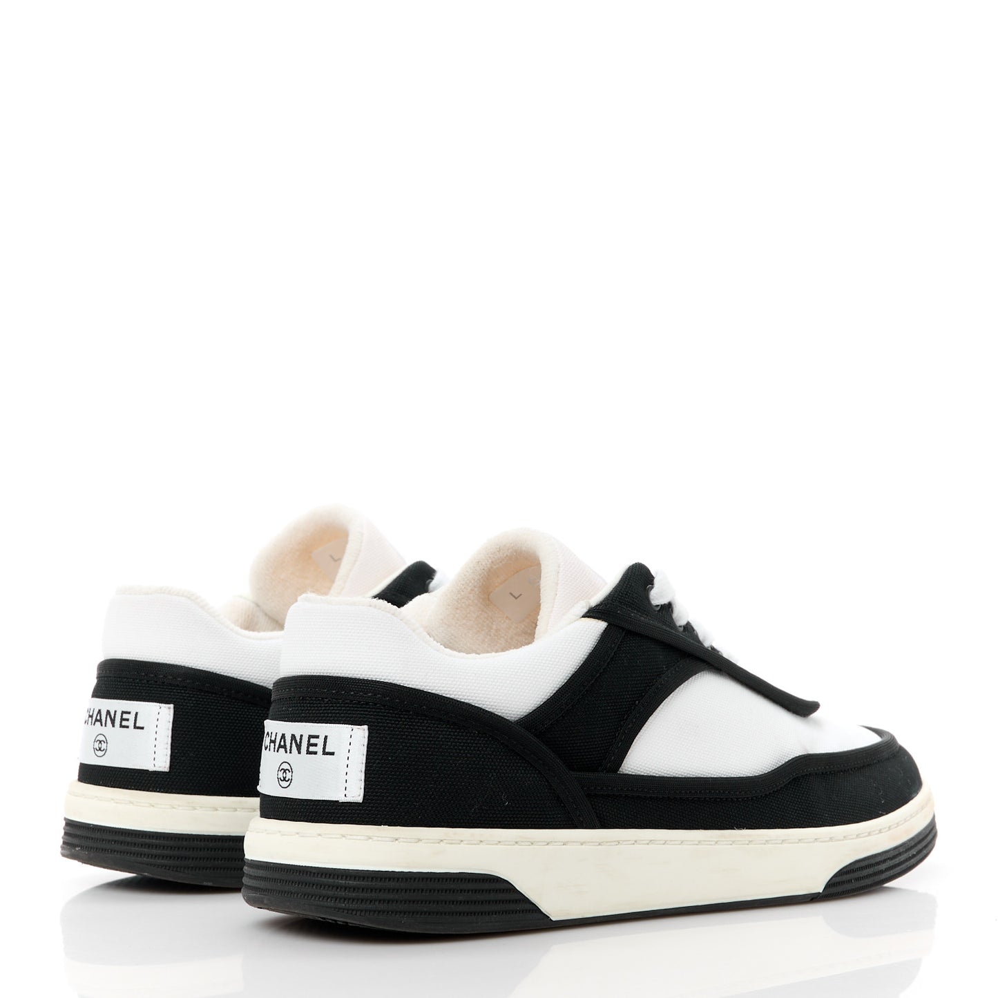 Fabric Womens Logo Sneakers 36.5 Black White