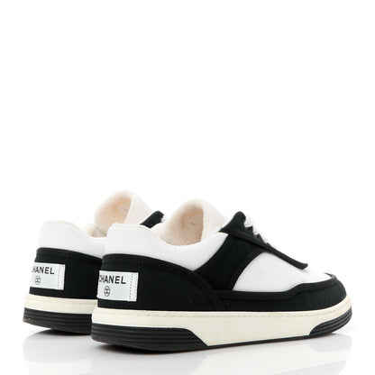 Chanel Fabric Womens Logo Sneakers 36.5 Black White 4 of 10