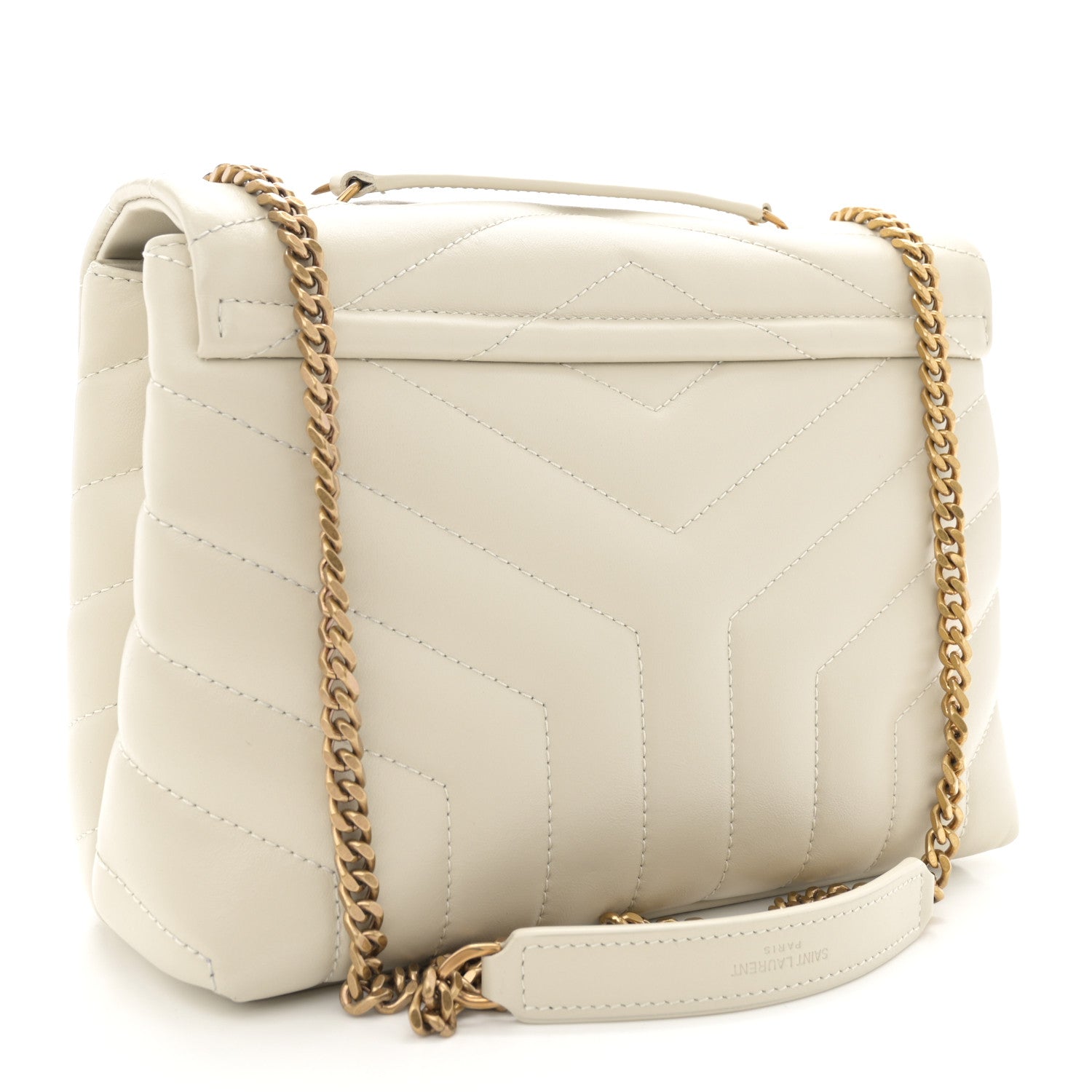 Saint Laurent Calfskin Y Quilted Monogram Small Loulou Chain Satchel Crema Soft 3 of 11
