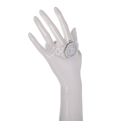 Chanel Stainless Steel Ceramic Diamond 33mm J12 Quartz Watch White 2 of 6