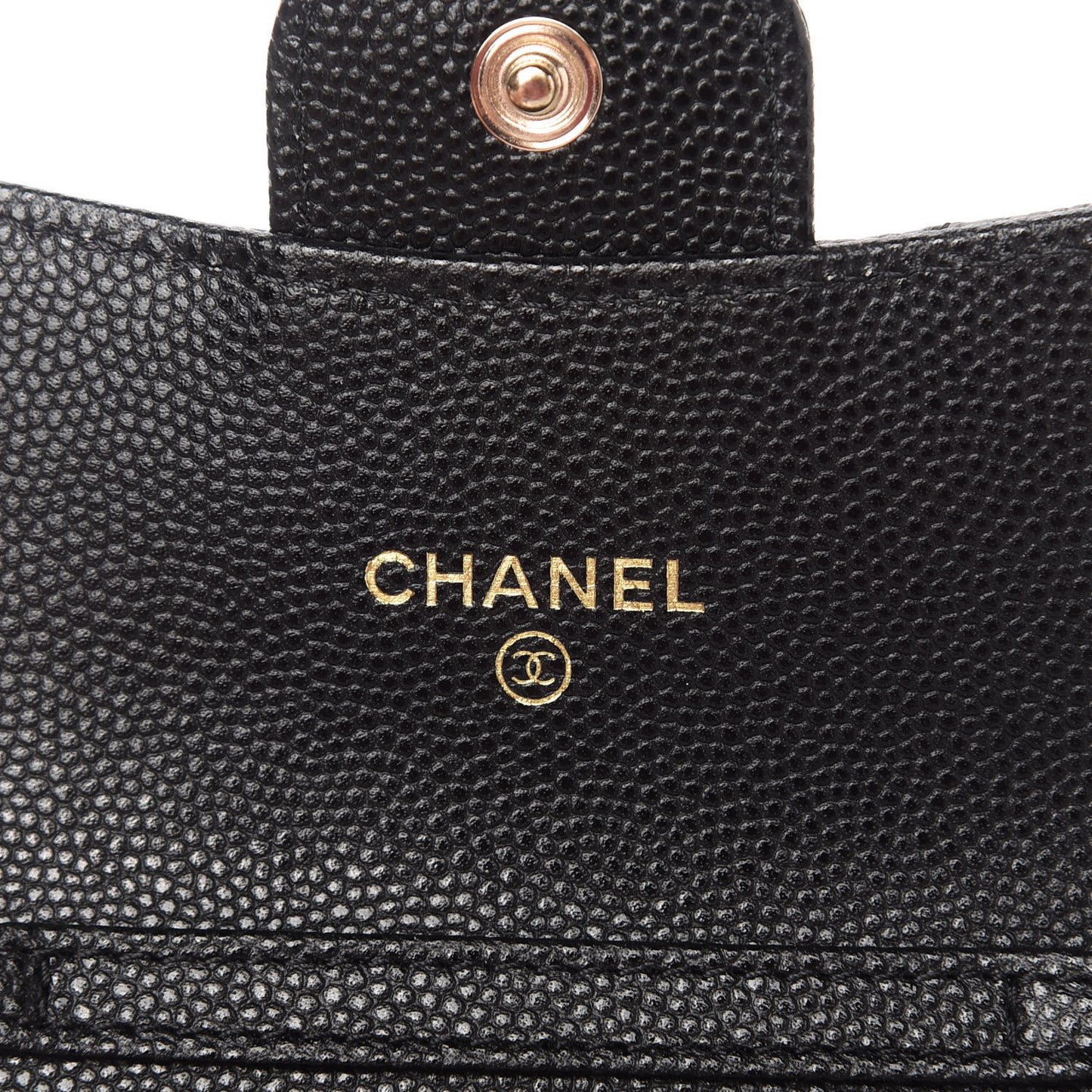 Caviar Quilted Flap Card Holder On Chain Black