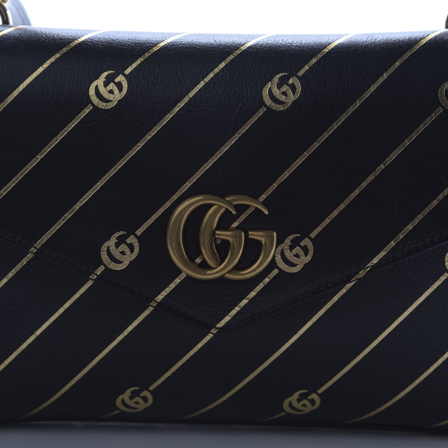 Gucci Calfskin Diagonal GG Medium Thiara Double Envelope Shoulder Bag Black White 9 of 12