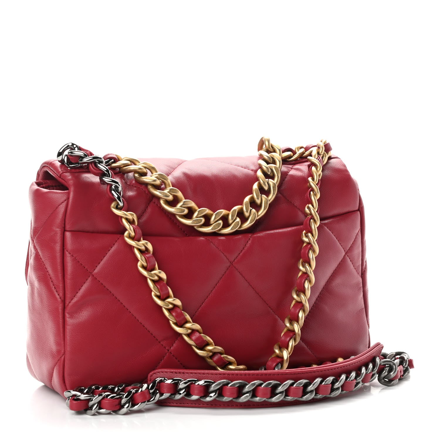 Chanel Goatskin Quilted Medium Chanel 19 Flap Dark Pink 3 of 11
