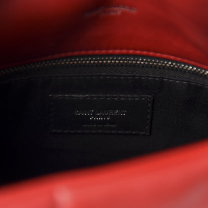 Saint Laurent Lambskin Quilted Small Loulou Puffer Monogram Chain Satchel Red 9 of 11
