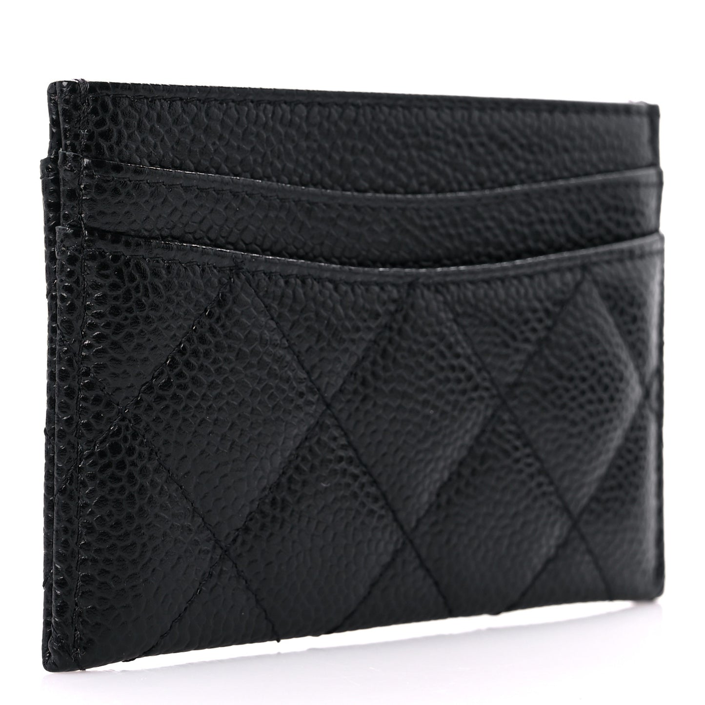 Caviar Quilted Card Holder Black