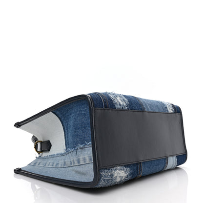 Dolce & Gabbana Calfskin Denim Patchwork Logo Shopper Tote Blue 4 of 9