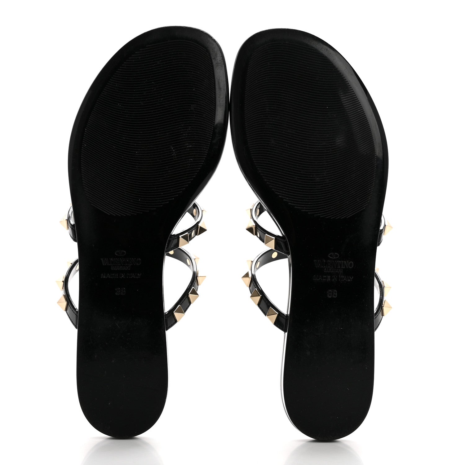 Valentino Garavani PVC Jelly Rockstud Caged Flat Thong Sandals 38 Black 5 of 8
