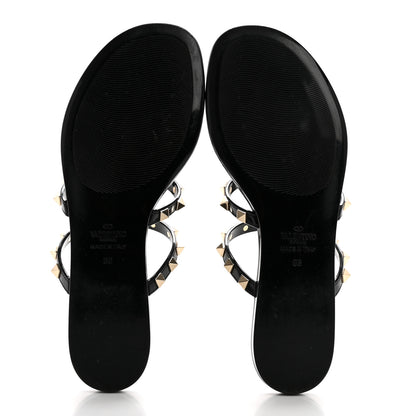 Valentino Garavani PVC Jelly Rockstud Caged Flat Thong Sandals 38 Black 5 of 8