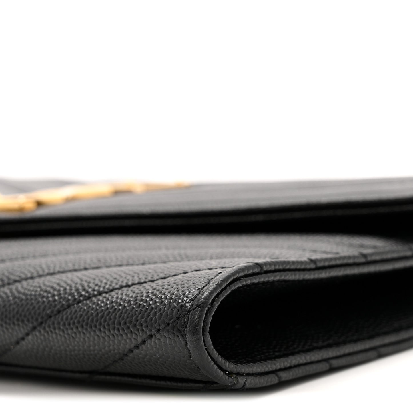 Grain De Poudre Matelasse Chevron Monogram Envelope Clutch Black