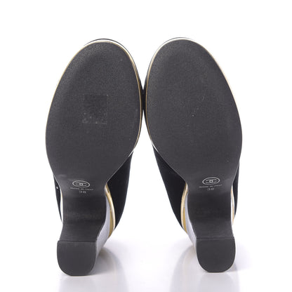 Chanel Velvet Satin Cap Toe Pearl Pumps 38 Black 7 of 15