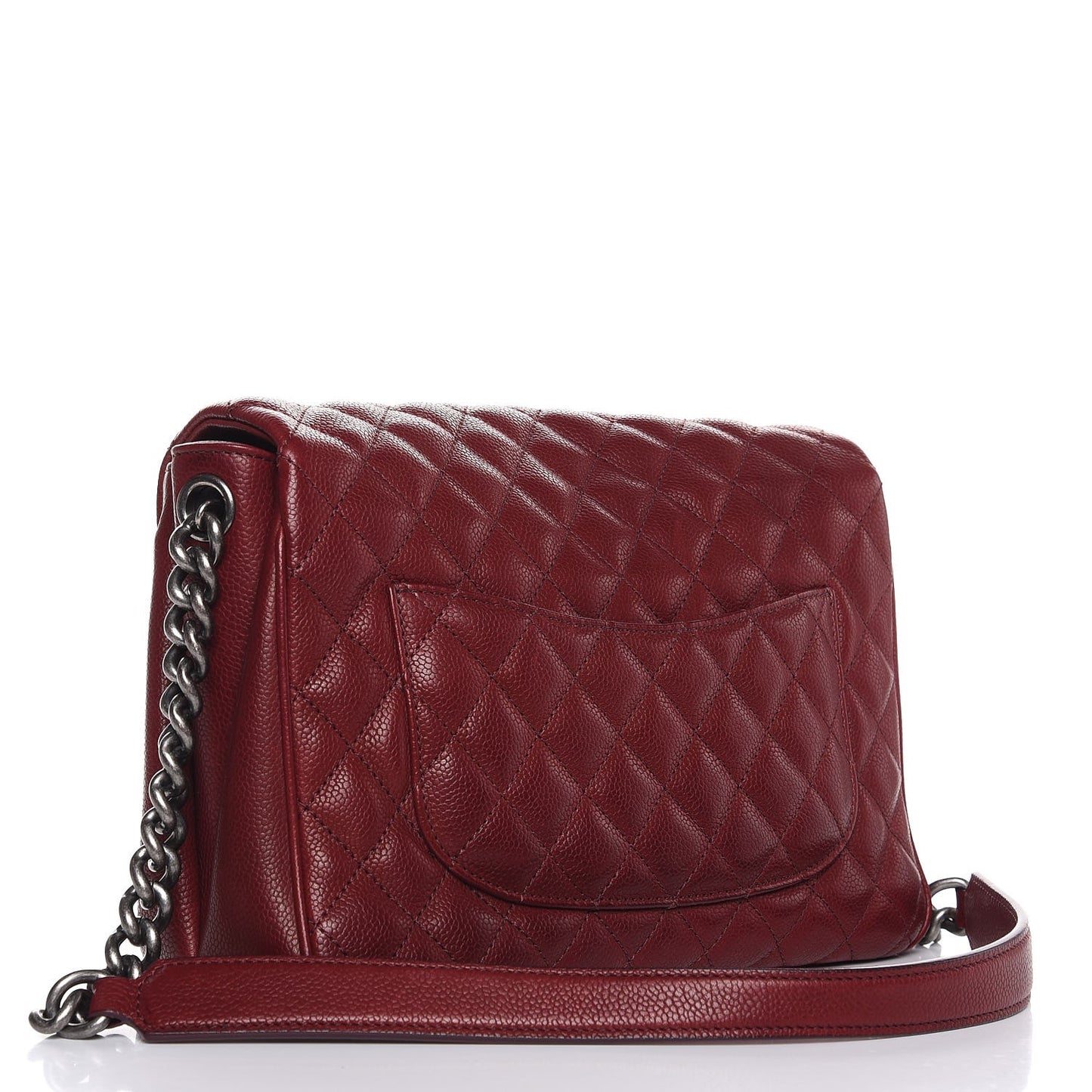 Caviar Quilted Medium Rock In Rome Single Flap Burgundy