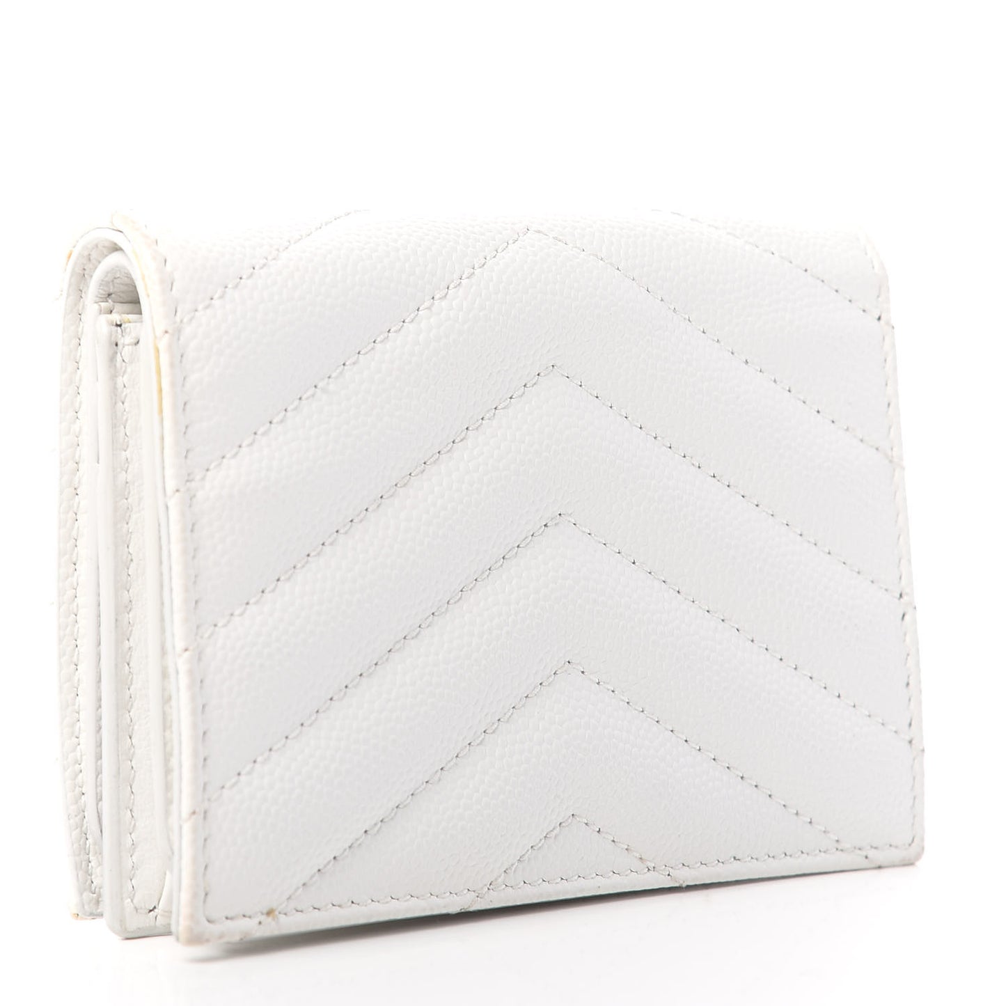 Grain De Poudre Matelasse Chevron Monogram Card Case Blanc Optique