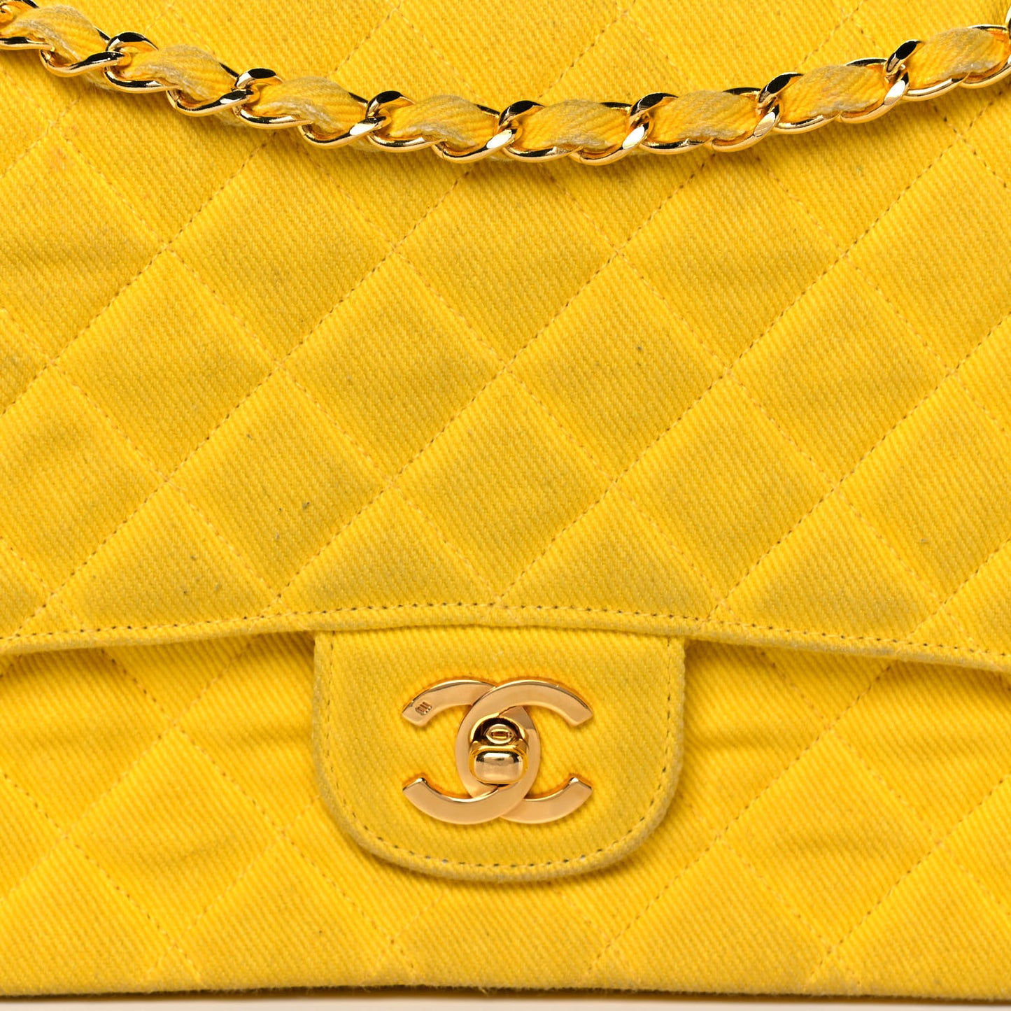 Jersey Quilted Medium Single Flap Yellow