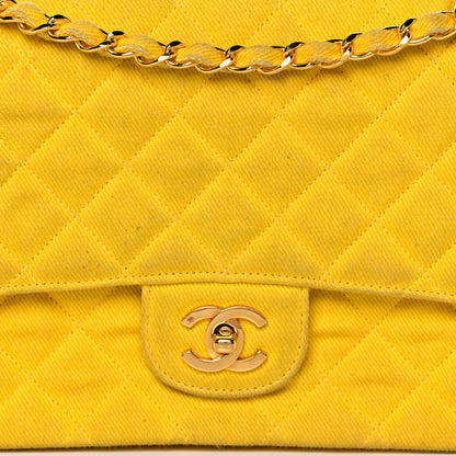 Chanel Jersey Quilted Medium Single Flap Yellow 8 of 16