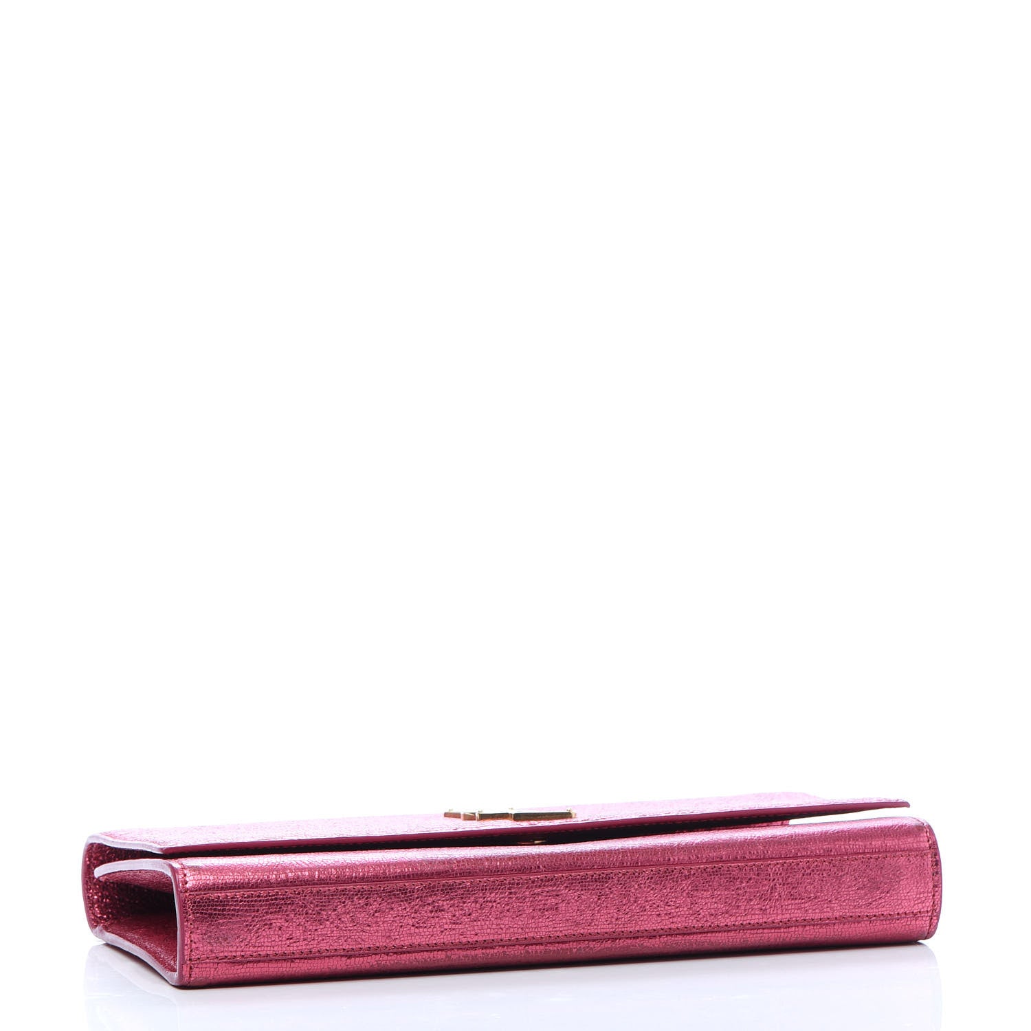 Saint Laurent Metallic Textured Calfskin Classic Monogram Cassandre Clutch Pink 4 of 9