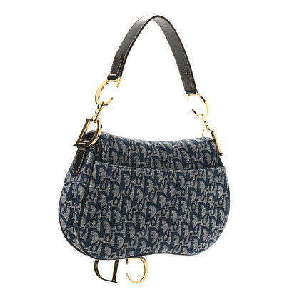 Christian Dior Monogram Double Saddle Bag Navy Blue 3 of 10