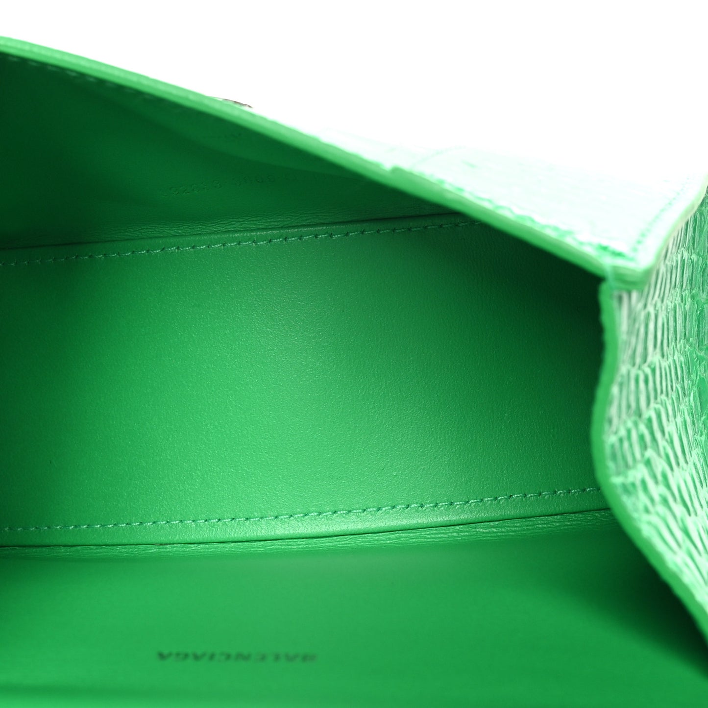 Shiny Calfskin Crocodile Embossed Hourglass Top Handle Bag XS Vivid Green