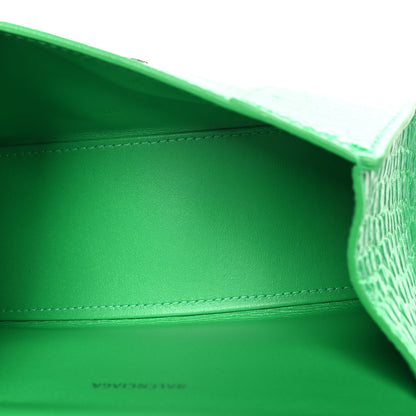 Balenciaga Shiny Calfskin Crocodile Embossed Hourglass Top Handle Bag XS Vivid Green 5 of 10