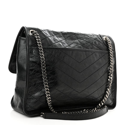 Saint Laurent Crinkled Calfskin Matelasse Monogram Large Niki Chain Satchel Black 3 of 11