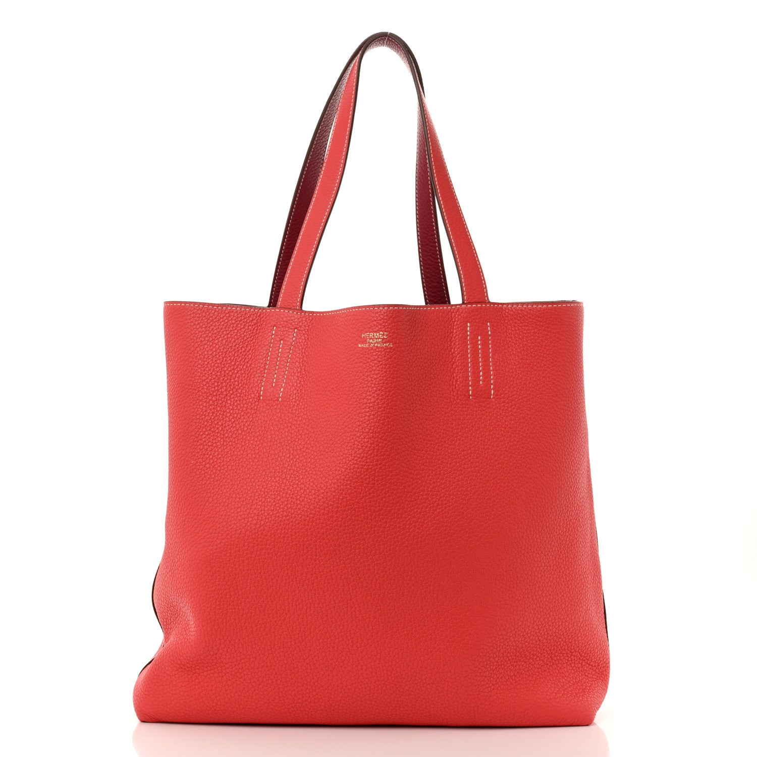 Hermes Taurillon Clemence Double Sens 45 Reversible Tote Rubis Bougainvillea 3 of 19
