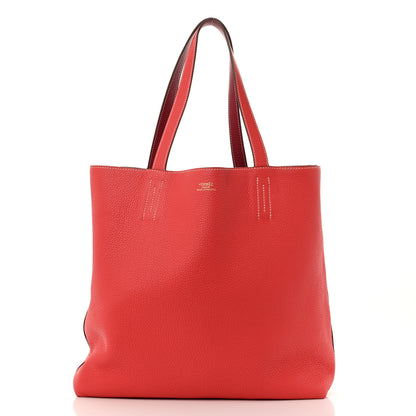Hermes Taurillon Clemence Double Sens 45 Reversible Tote Rubis Bougainvillea 3 of 19