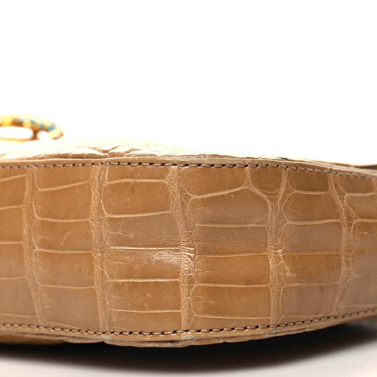 Crocodile Crystal Lizard Baguette Beige