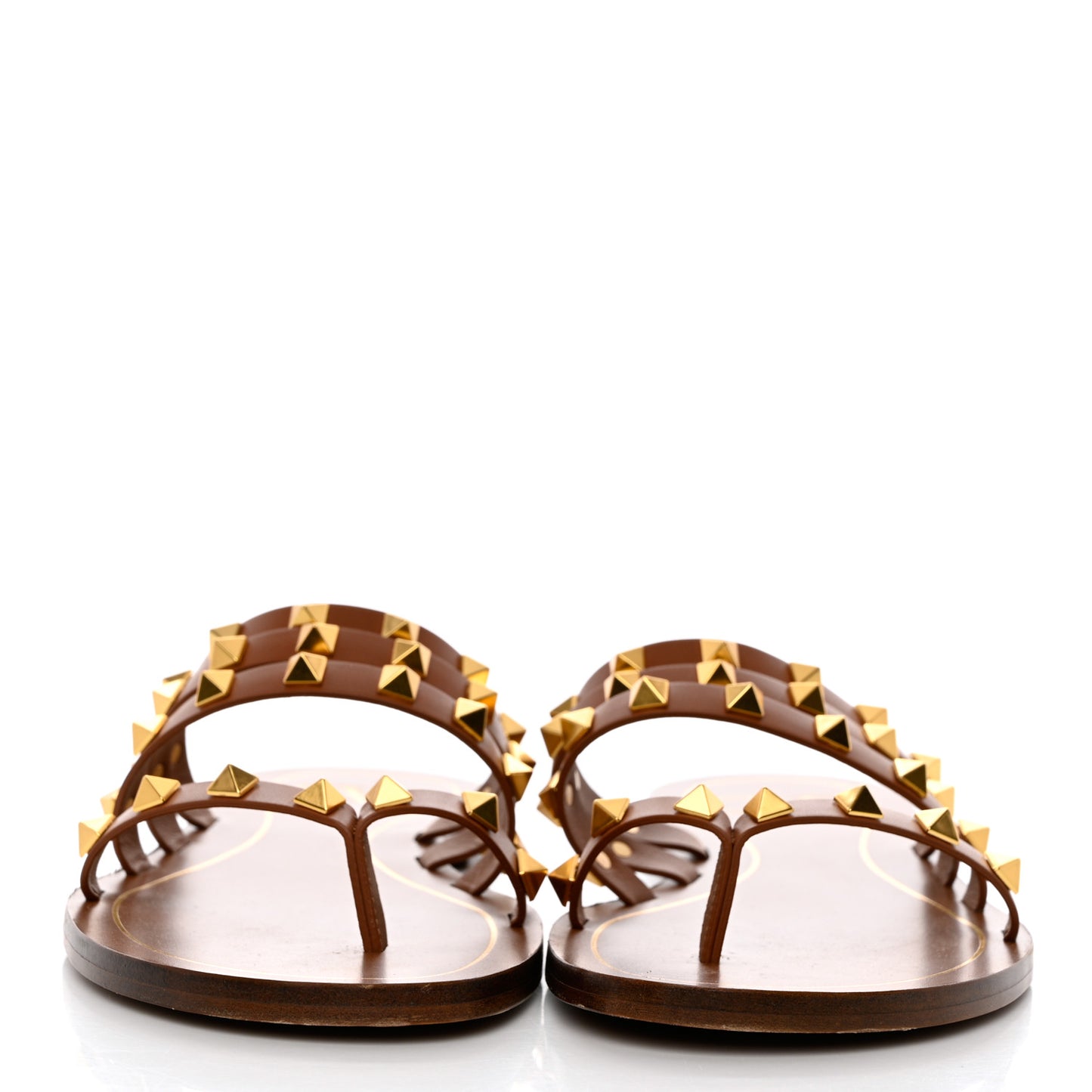 Calfskin Rockstud Flair Flat Thong Sandals 37.5 Selleria
