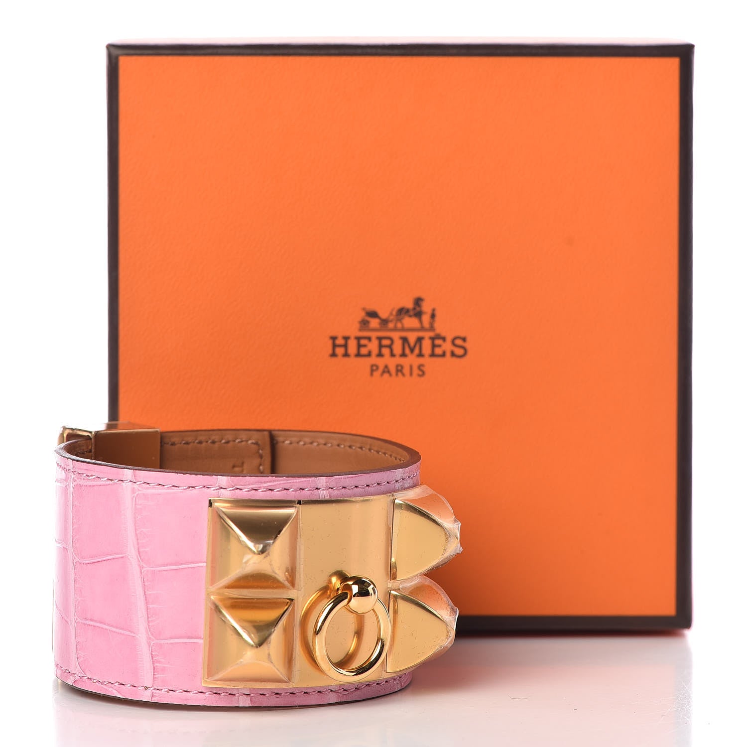 Hermes Matte Alligator Collier De Chien CDC Bracelet T2 Pink 6 of 6