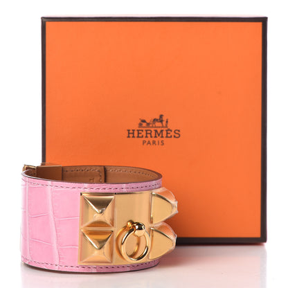 Hermes Matte Alligator Collier De Chien CDC Bracelet T2 Pink 6 of 6