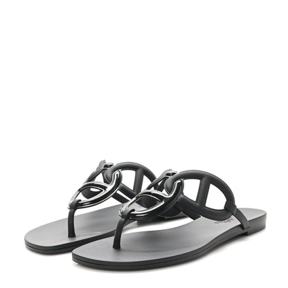 Hermes Rubber Womens Egerie Sandals 37 Black 4 of 10