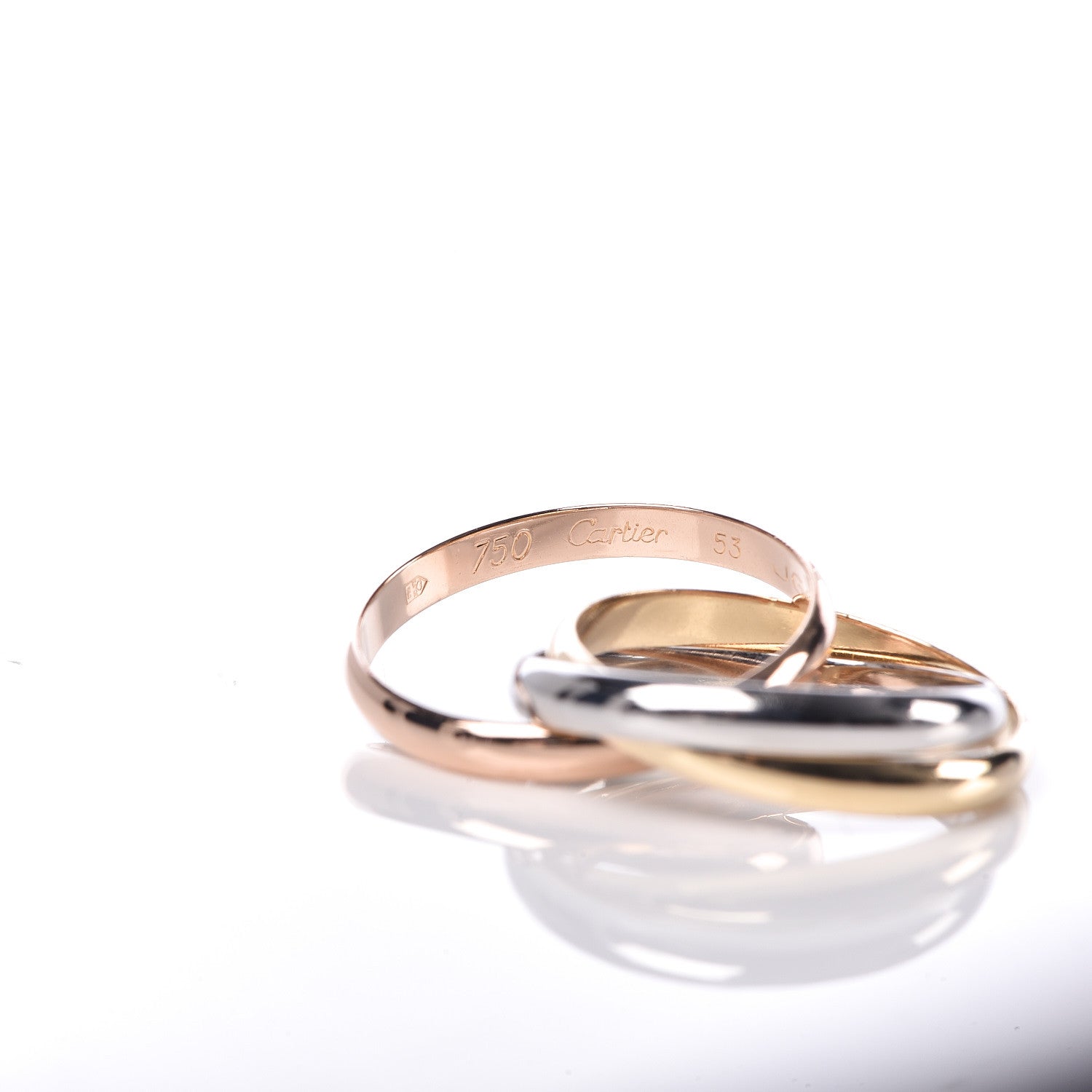 Cartier 18K Pink Yellow White Gold Small Trinity Ring 53 6.25 4 of 6