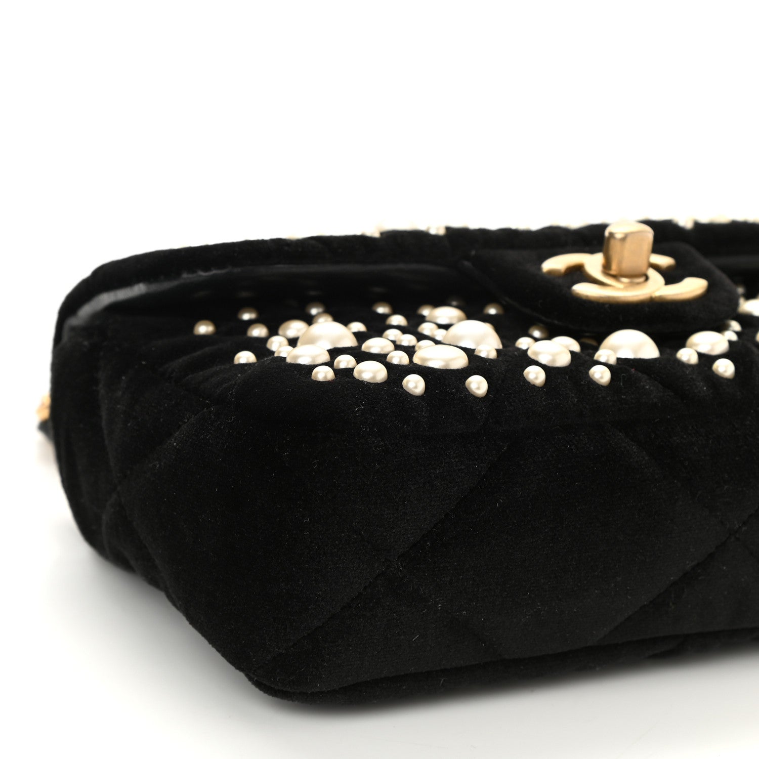 Chanel Velvet Pearl Mini Flap Bag Black 9 of 10