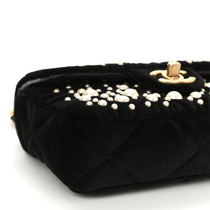 Chanel Velvet Pearl Mini Flap Bag Black 9 of 10