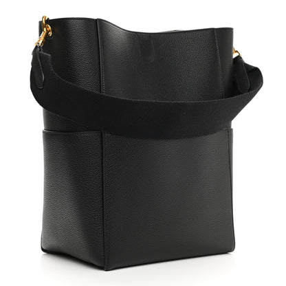 Celine Soft Grained Calfskin Sangle Bucket Bag Black 3 of 9