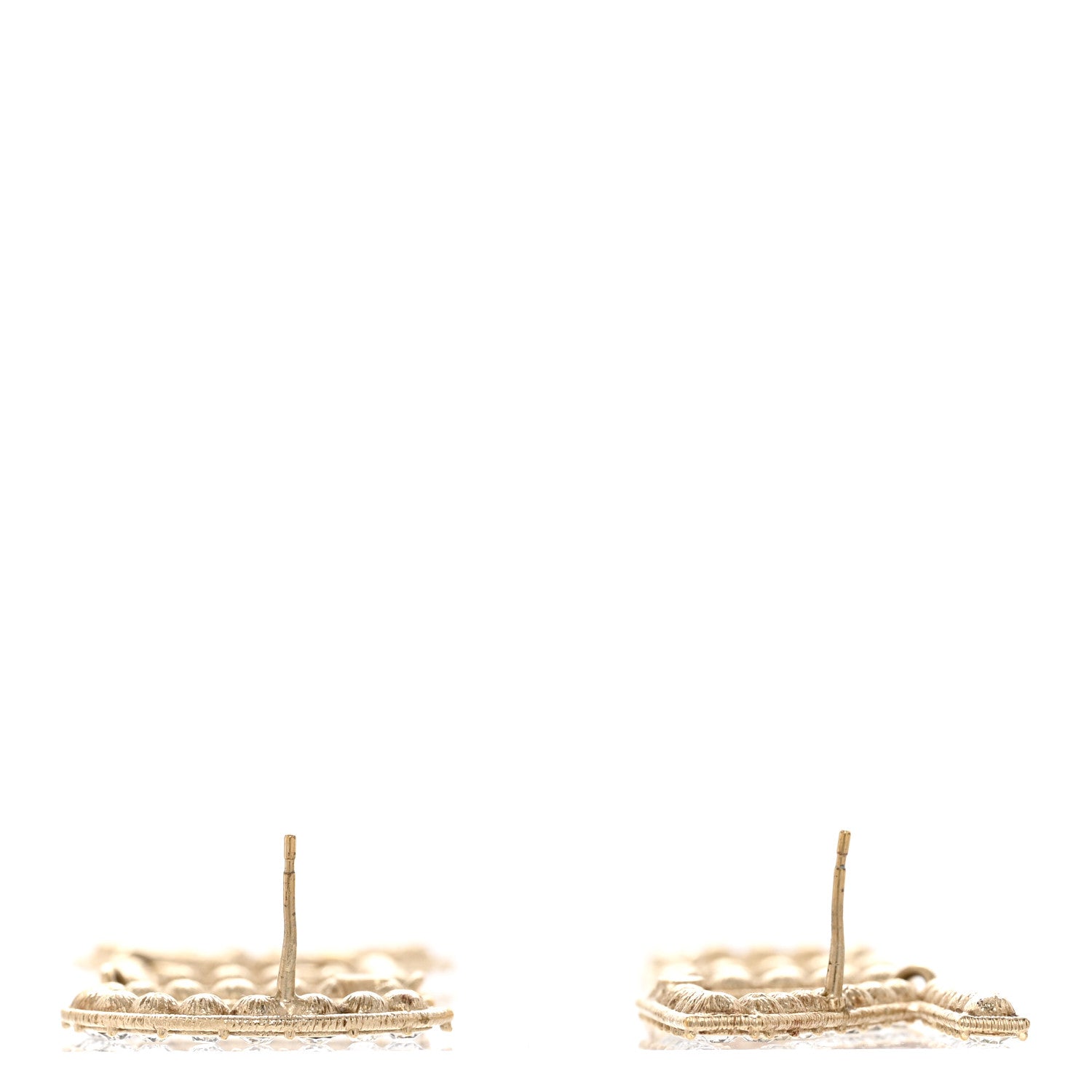 Chanel Crystal Cha-Nel Logo Drop Earrings Gold 3 of 4