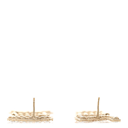 Chanel Crystal Cha-Nel Logo Drop Earrings Gold 3 of 4