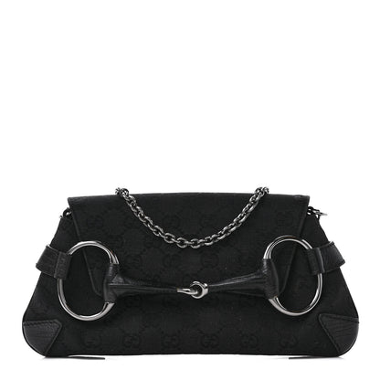 Gucci Monogram Horsebit Chain Clutch Black 1 of 10