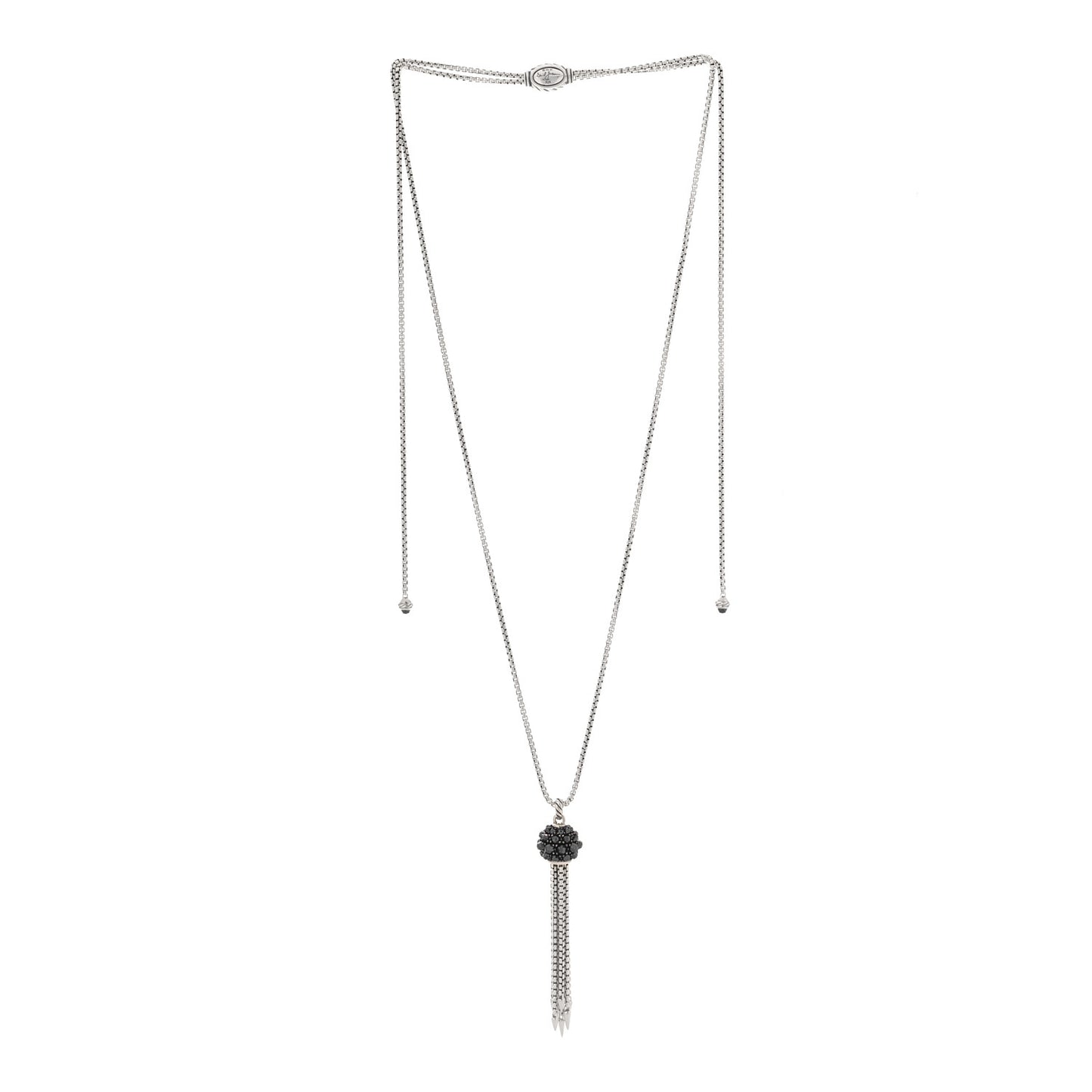 Sterling Silver Hematine Cable Berries Tassel Pendant Necklace