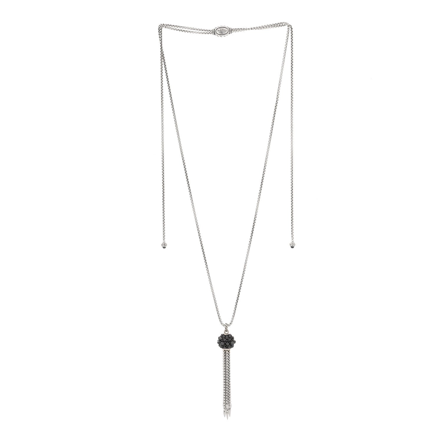 David Yurman Sterling Silver Hematine Cable Berries Tassel Pendant Necklace 2 of 3