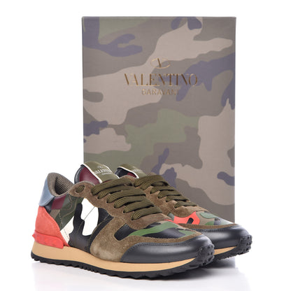 Valentino Garavani Nappa Suede Camouflage Womens Rockrunner Sneakers 37.5 Multicolor 8 of 8