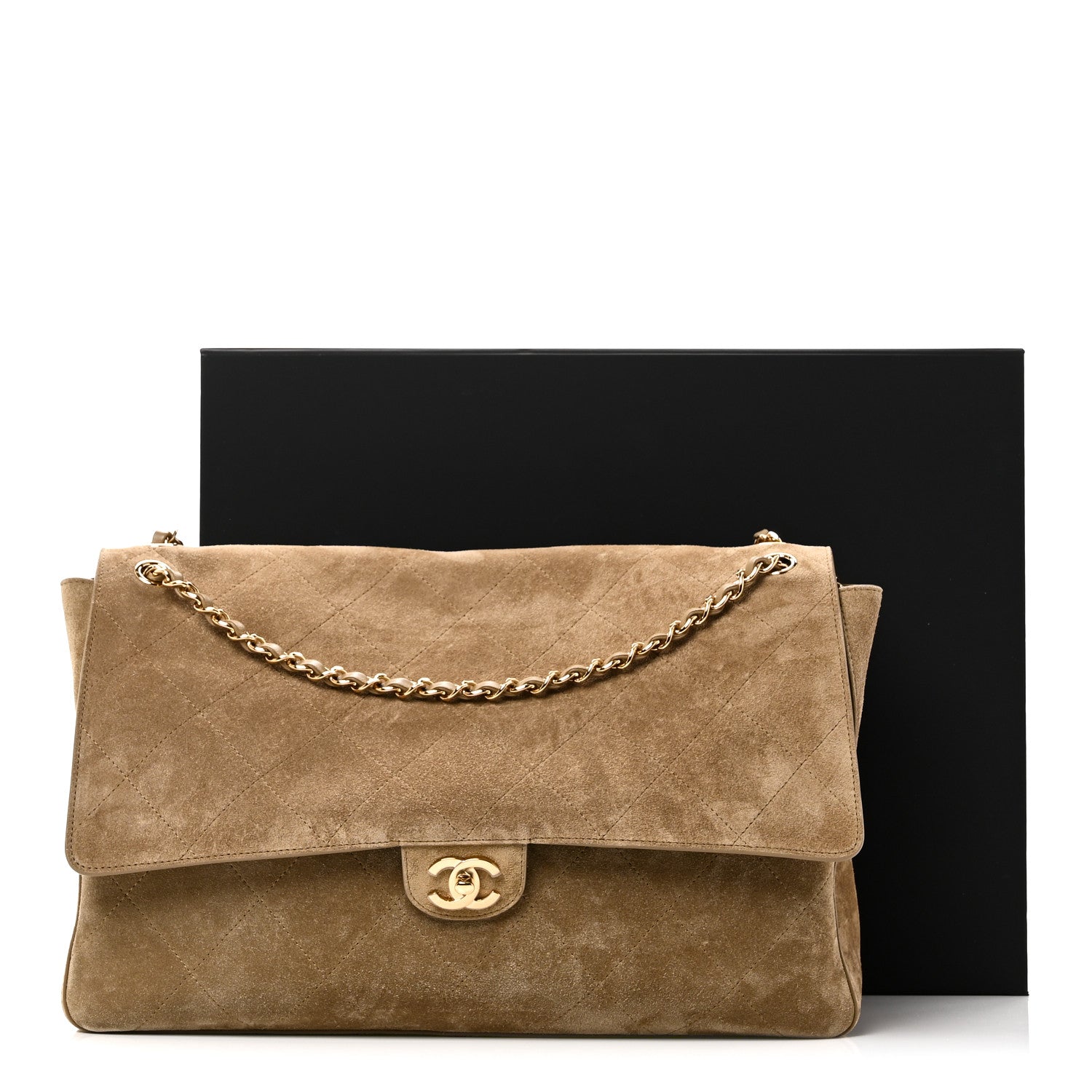 Chanel Suede Calfskin Souplissimo Maxi Flap Dark Beige 11 of 11