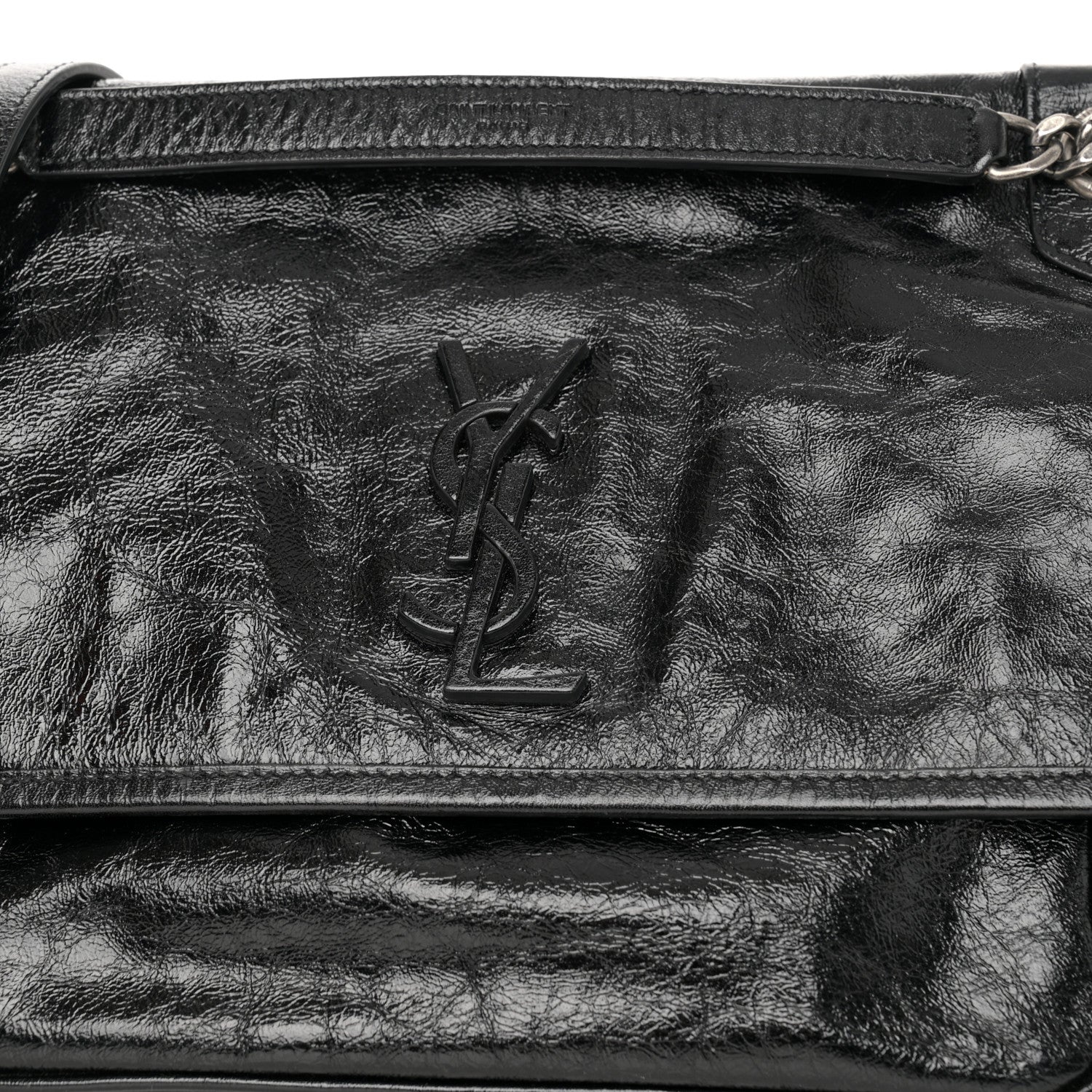 Saint Laurent Crinkled Calfskin Monogram Medium Niki Chain Satchel Black 8 of 10