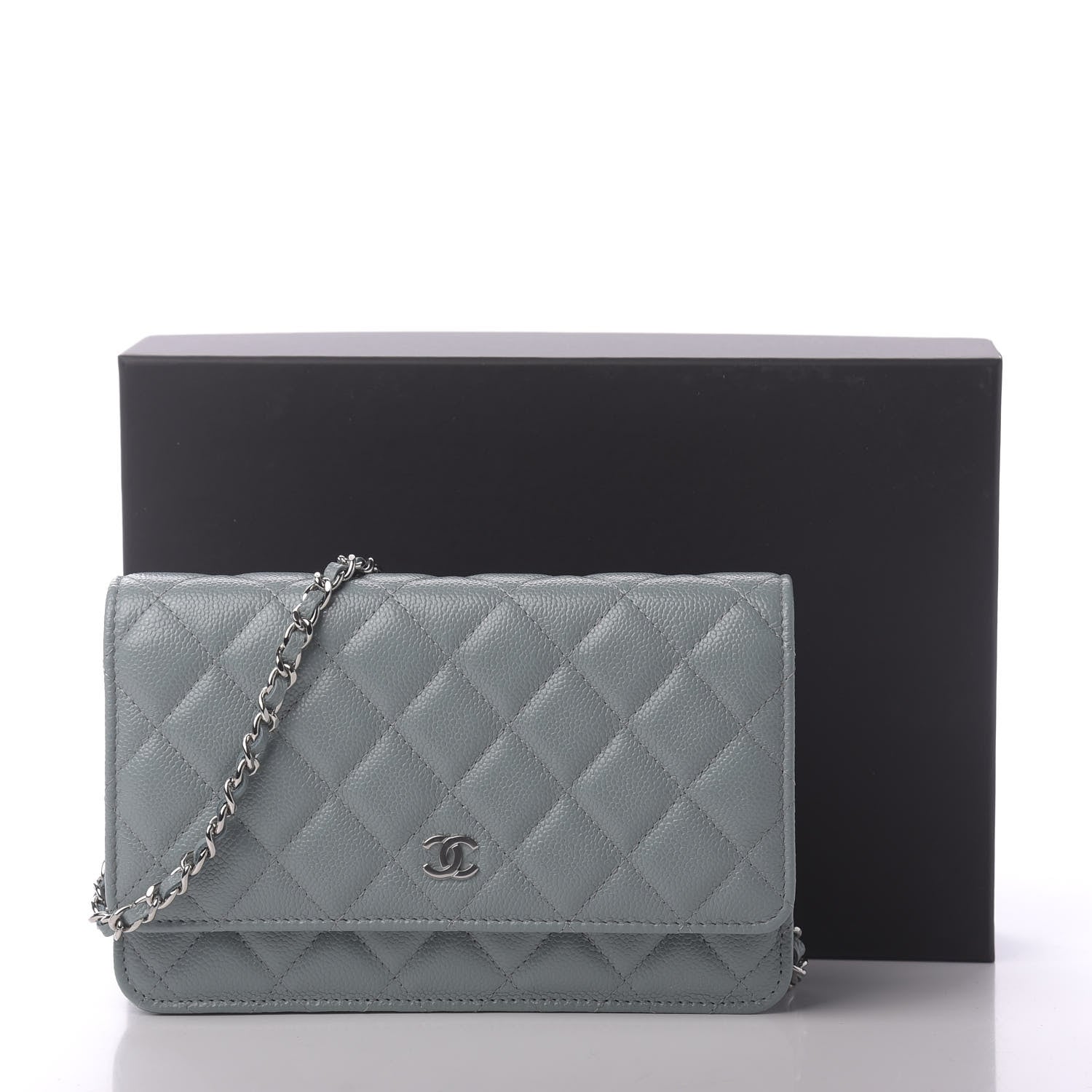 Chanel Caviar Quilted Wallet On Chain WOC Light Blue 12 of 12