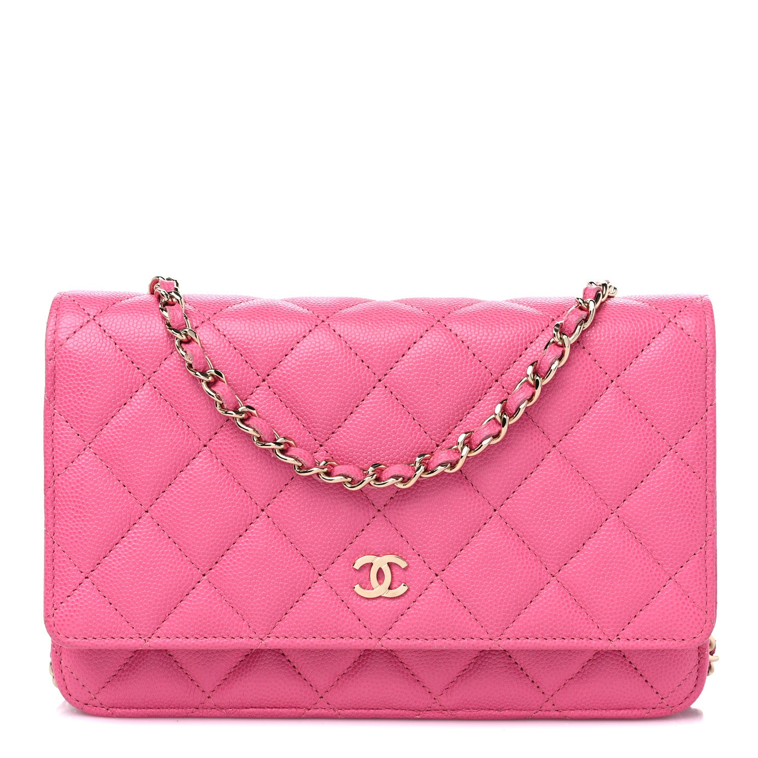 Chanel Caviar Quilted Wallet on Chain WOC Fuchsia 1 of 12