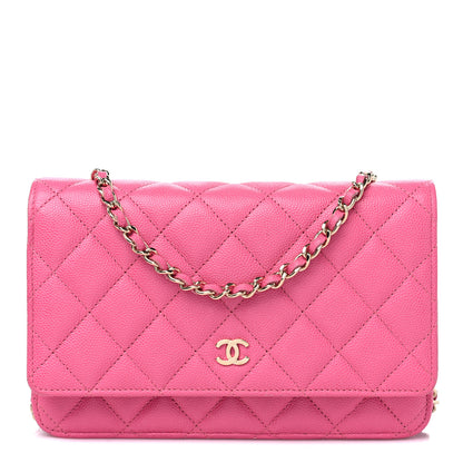 Chanel Caviar Quilted Wallet on Chain WOC Fuchsia 1 of 12