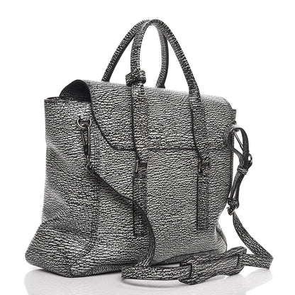 3.1 Phillip Lim 3.1 Textured Calfskin Large Pashli Satchel Black Cream 4 of 8