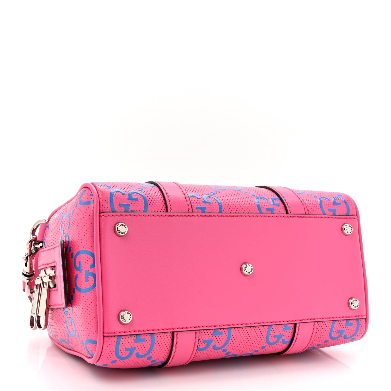 Gucci Calfskin GG Tennis Bi-Color Embossed Mini Duffle Bag Modern Fucsia Modern Blue 4 of 10