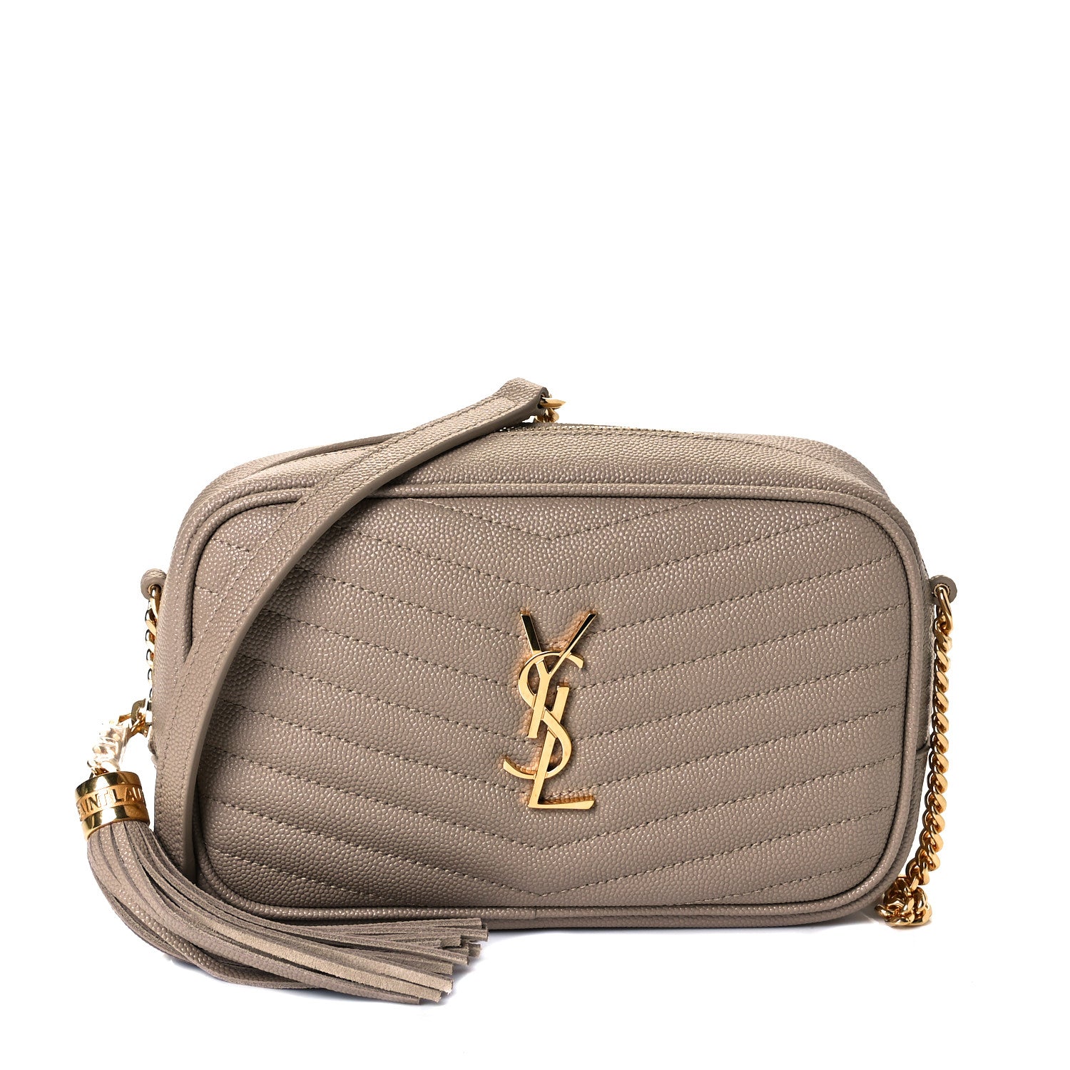 Saint Laurent Grain De Poudre Matelasse Monogram Mini Lou Camera Bag Dark Beige 1 of 7